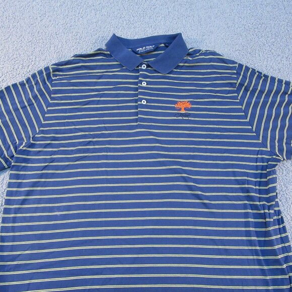 Polo Golf Ralph Lauren Men's Polo Shirt Large Blue Striped Kiawah Golfer Shirt - Picture 2 of 11